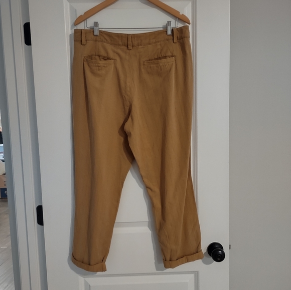 Anthropologie NWT Scout Slim Pleated Embroidered Pants Honey - Picture 10 of 16